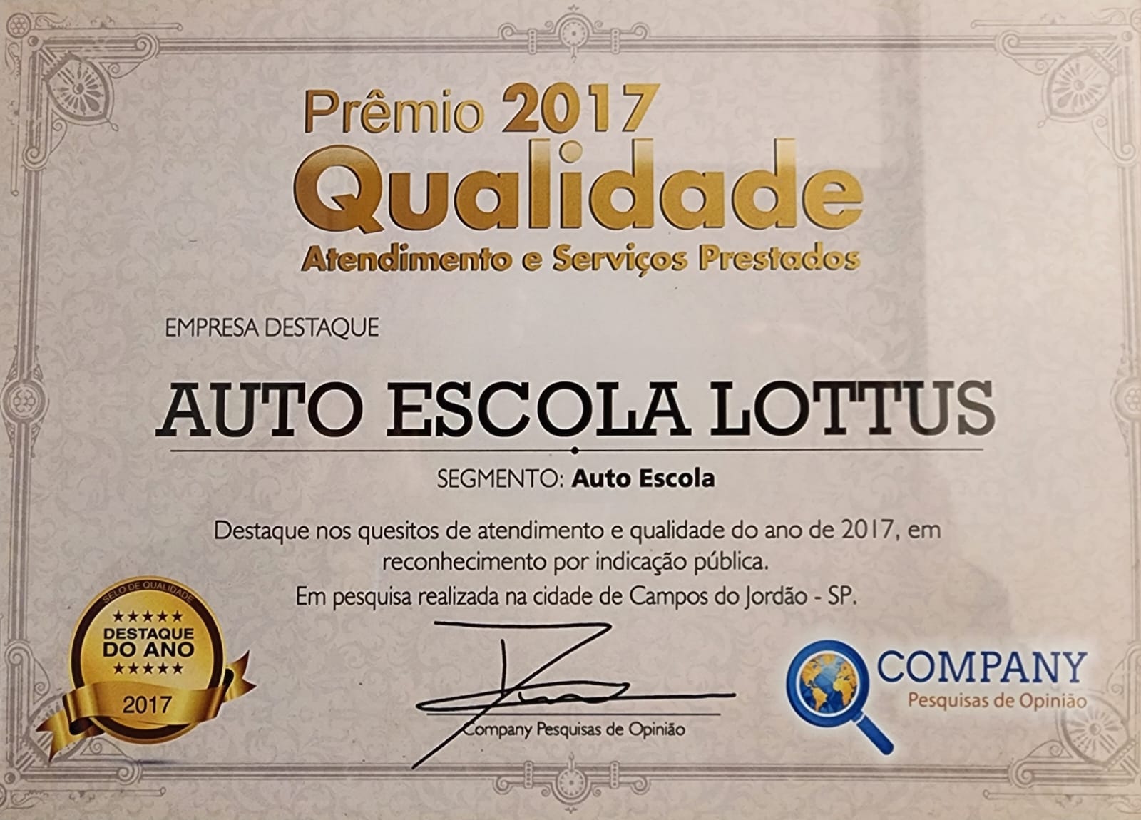 Premio 2017 auto escola lottus